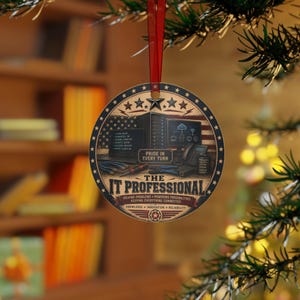 IT-professionell keramisk ornament | Datorteknik Vintage amerikansk flaggdesign