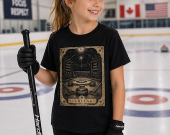 Camiseta infantil vintage de pista de curling / Camiseta deportiva retro