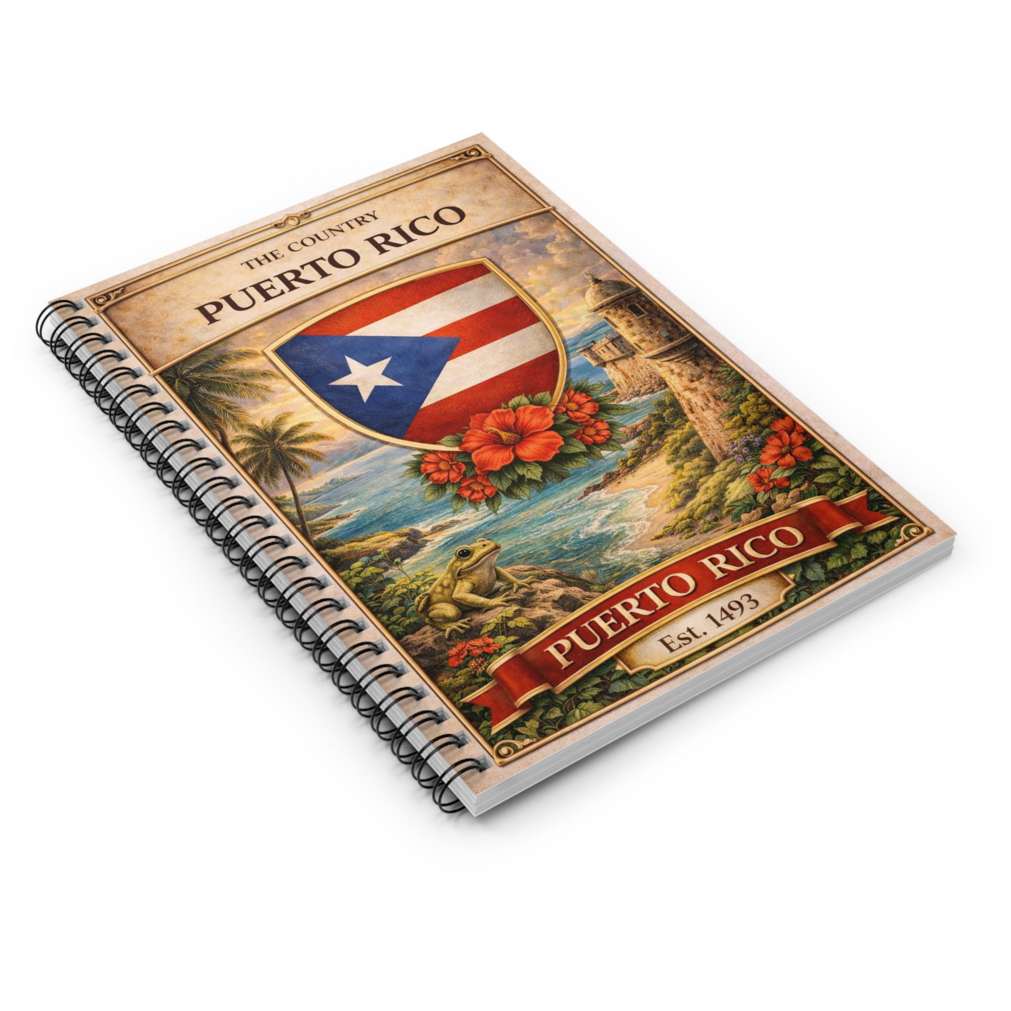 Puerto Rico Shield Crest Spiral Notebook | Vintage Island Scenic Cover ...