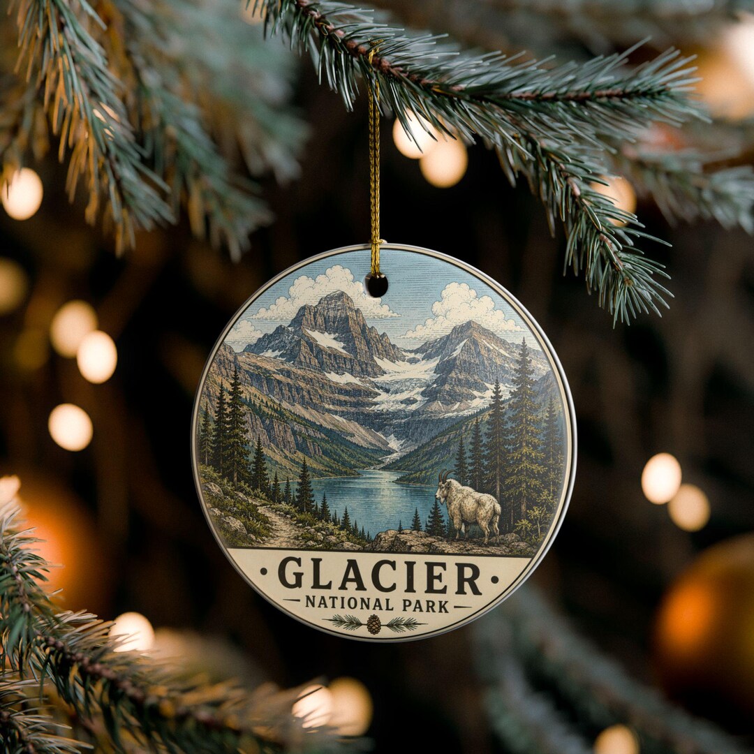 Glacier National Park Round Ceramic Ornament | Mountain Lake Montana ...