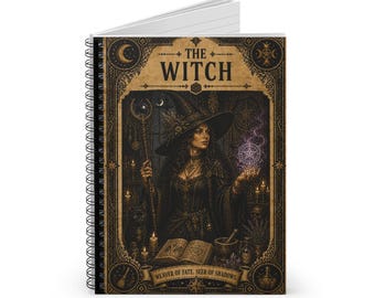 The Witch Illustration Spiral Notebook | Ruled Lined Journal, Occult Tarot Art