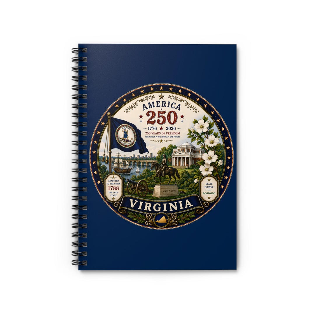 Virginia Ruled Journal Virginia 250th Anniversary Seal Spiral Notebook | Ruled - Etsy