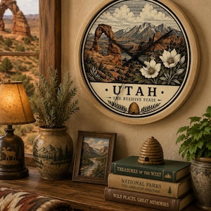Utah state vintage landscape Wall Clock | Delicate flowers, Delicate arch, Mountain scene