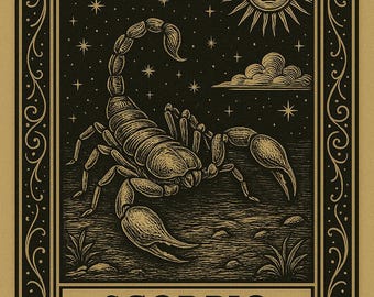 Scorpio Zodiac Tarot Card Print • Vintage Astrology Art (Digital Download)
