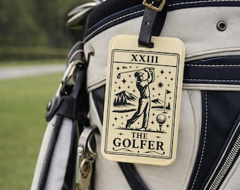 Vintage Golfer Tarot Illustration Luggage Tag | Golf Travel ID