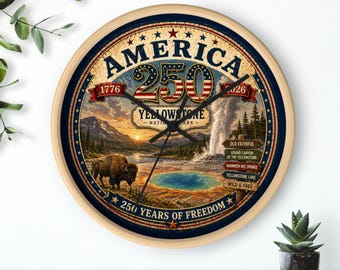 Yellowstone 250 Jubiläum Wanduhr | Americana 1776-2026 National Park Dekor