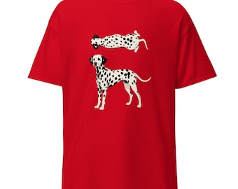 T-shirt con stampa di un cane dalmata, maglietta minimalista per amanti degli animali.