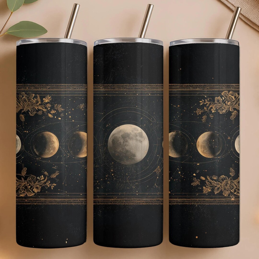 Celestial Moon Phase Tumbler Wrap 20oz Skinny Sublimation PNG Witchy ...