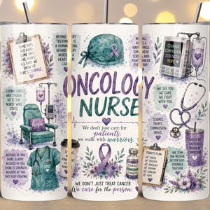 Oncology Nurse Tumbler Wrap PNG | 20oz Skinny Tumbler Sublimation Design | Watercolor Chemo Nurse Gift | Cancer Care Digital Download