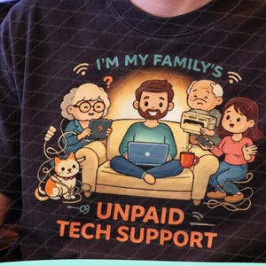 Koszulka „Jestem nieodpłatnym wsparciem technicznym mojej rodziny” – Funny Comfort Colors® 1717 dla graczy, specjalistów IT, programistów i ekspertów niechętnych do resetowania haseł