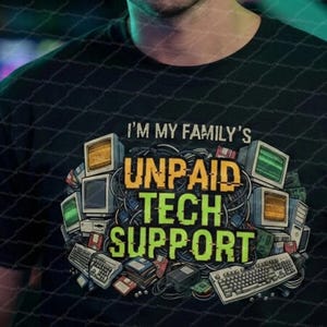 Retro T-shirt met onbetaalde technische ondersteuning – Gildan 64000 grappig computer-T-shirt uit de jaren 80 voor nerds, IT-reparateurs en familiehackers die diskettes onthouden