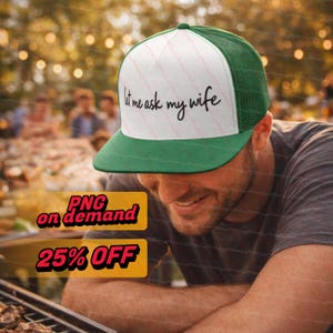 Funky Junque Trucker Hat Women Men 2-Tone Baseball Cap – Vintage Western Style Embroidered Snapback, Let Me Ask My Wife Hat Gift