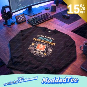 Bluza z kapturem "Jestem moją rodziną" z nieodpłatnym wsparciem technicznym, zabawna i humorystyczna, Gildan 18000, bluza z okrągłym dekoltem dla kujonów, graczy, programistów i niechętnych działów IT w rodzinie