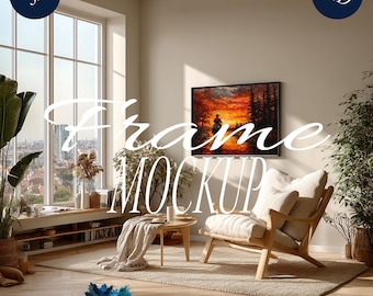 Neutral Frame Mockup, Boho Farmhouse Style (PSD)