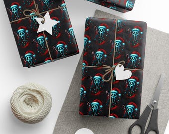 Neon Ghost Flames Wrapping Paper | Spooky Halloween Gift Wrap