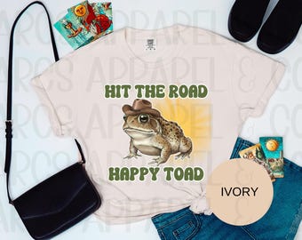 Hit The Road Happy Toad Western Frog Shirt, Comfort Colors Tee,