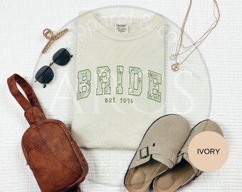 Bride Est 2026 Shirt, Floral Collegiate Bridal Shower Tee
