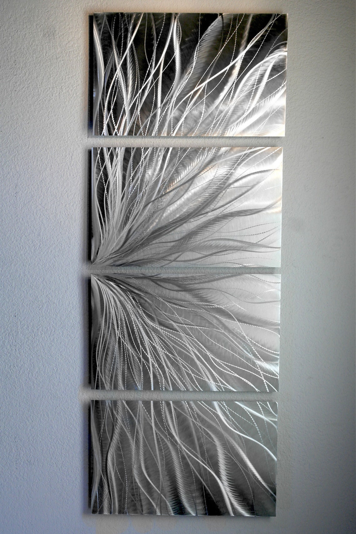 Abstract Metal Wall Art Home Decor Radiance Silver Etsy