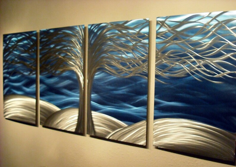 Metal Wall Art Home Decor Tree of Life Blue Abstract - Etsy Australia