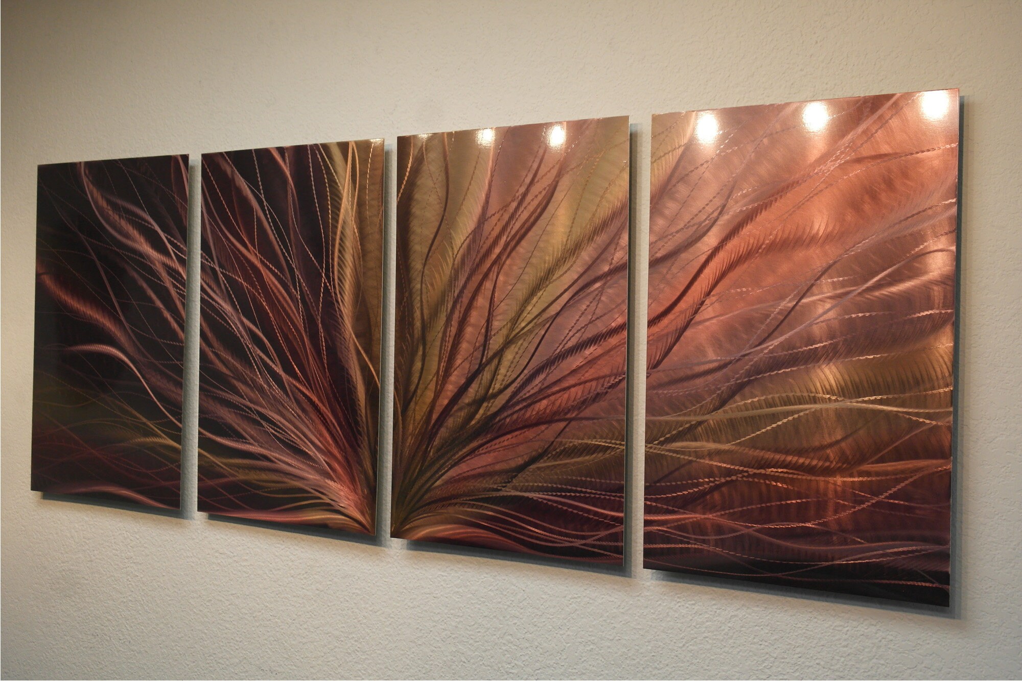 3 panel Contemporary Modern Decor Radiance Abstract Metal Wall Art 