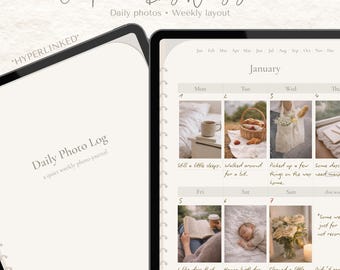 Digital Photo Diary Template Weekly Journal for iPad GoodNotes Hyperlinked Months Minimal Memory Keeping