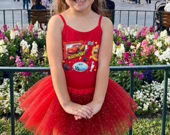 Bilar Blixten McQueen Tutu, Röd Trikåklänning, Prinsessa Tutu, Disney Prinsessa Tutu, Disney Tutu, Trikåklänning Tutu, Röd Tutuklänning