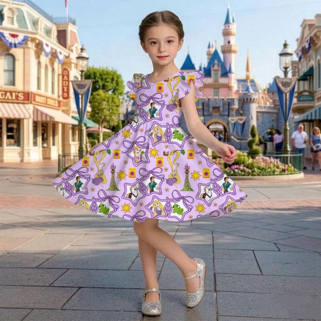 strapless open back dress Flower Girl Dress Children Easter Dress Party Dress Purple Sequins Puffy Princess Communion Dress, Purple / 4-5 Years (120cm) main image 0