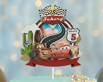 Personalized Disney Lightning McQueen Cake Topper, McQueen Mater Topper, Acrylic Cake Topper, Disney Theme, Disney Park Theme Centerpiece