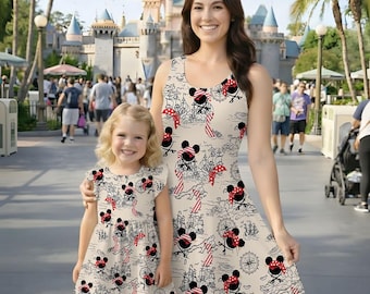 Vestido con volantes de Mickey y sus amigos piratas de Disney, vestido de Minnie, Goofy, Donald, Daisy y Pluto de Disney, minivestido a juego de Disney para mamá.