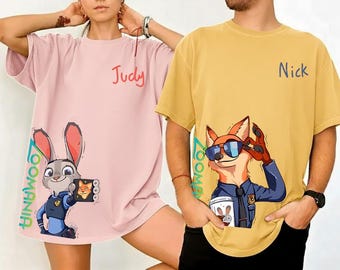 Camisetas de pareja de Zootopia, "Se llama Hustle, cariño", Nick Wilde, Judy Hopps, camiseta de Animal Kingdom, camisetas de pareja