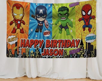 Custom Avengers Verjaardag Achtergrond Banner, Superheld Verjaardag Banner, Avengers Party Decor, Avengers Achtergrond Verjaardag, Avengers Party banner