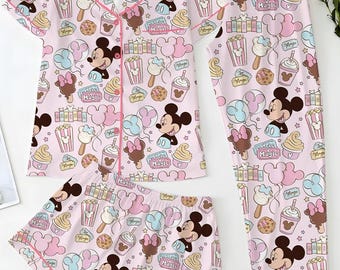 Mickey and Friends Magical Park Pajama Set, Disneyland Snacks Sleepwear, Disney Spring Magical Loungewear Set, Mickey and Friends Pajamas