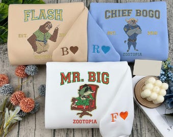 Disneyland Zootopia Embroidered Shirt, Nick And Judy Matching Sweatshirt, Disney Trip Nick And Judy Embroidery Hoodie, Zootopia Fan Gift