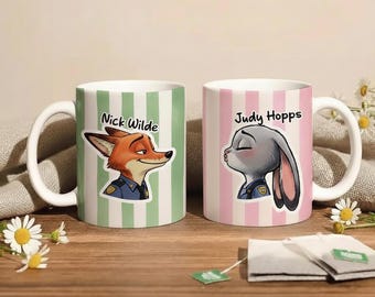 Personalized Zootopia Couple Mugs, Nick Wilde Judy Hopps, Anniversary Gift