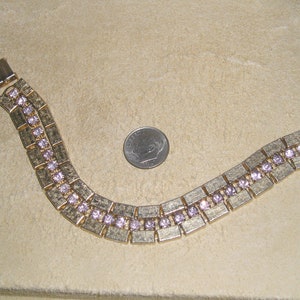 Vintage Lavender Rhinestone Gold Tone Bracelet. Chic! 1950&#39;s Jewelry a82b
