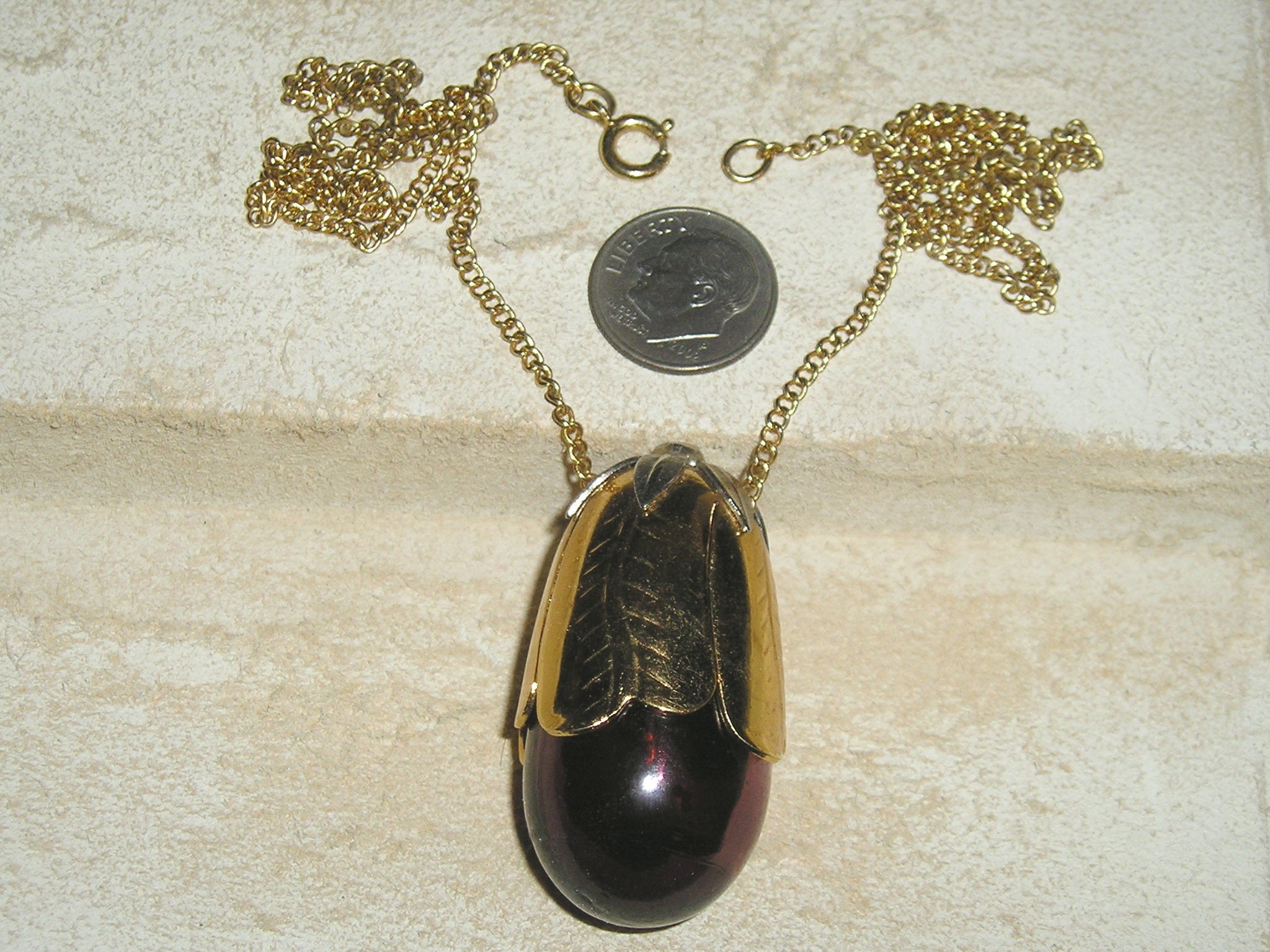 Vintage Signed Avon Purple Glass Full Eggplant Perfume Holder