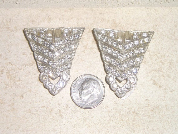 Vintage Pair Of Rhinestone Dress, Purse Or Hat Cl… - image 1