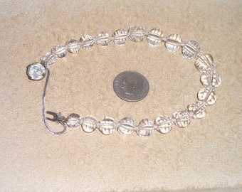 Vintage Signed Sterling Silver Real Cut Rock Crystal Quartz Bracelet. Distinctive Circa 1910 Jewelry 2096
