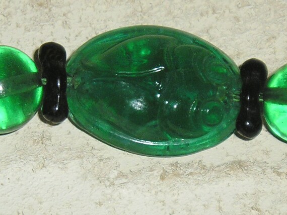 Vintage Max Neiger Art Deco Era Green Art Glass E… - image 3