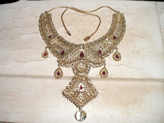 Vintage Jewels Of India Rhinestone Filigree Dangl… - image 5