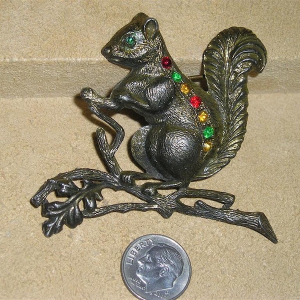 Vintage Unsigned Staret Large Rhinestone Squirrel Brooch 1930's Jewelry a261b