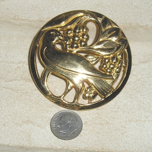 Vintage Signed Sterling Craft By Coro Gold Over Silver Raven And The Grapes Brooch Pin.  1940&#39;s Jewelry AM3