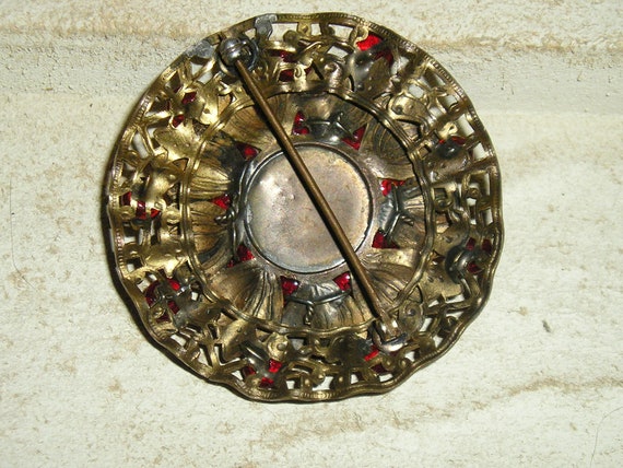 Unsigned Miriam Haskell Solid Brass Wire Work Flo… - image 2