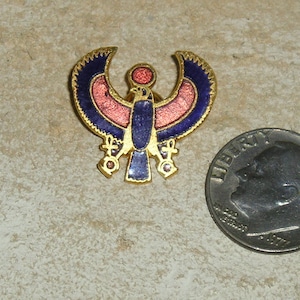 Signed MMA For Metropolitan Museum Of Art Egyptian Enamel Pendant. Horus Falcon God Of Sky 1976 Vintage Jewelry 37