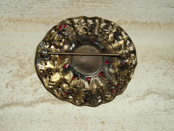 Unsigned Miriam Haskell Solid Brass Wire Work Flo… - image 3