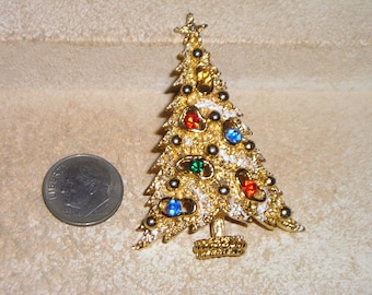 Vintage Signed Art For Arthur Pepper Rhinestone Christmas Tree Brooch. Festive. 1960's Jewelry 29
