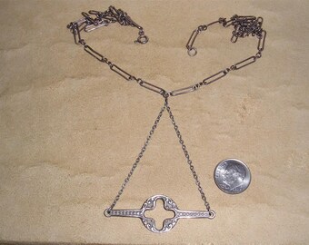 Vintage Signed Spiffy Art Deco Period Pendant Necklace on Sterling Silver Chain 1920's Signed Jewelry 10007