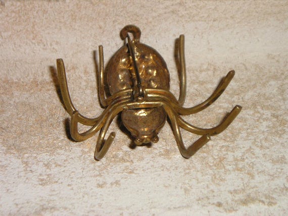 Vintage Unsigned Czechoslovakia Solid Brass Red R… - image 3