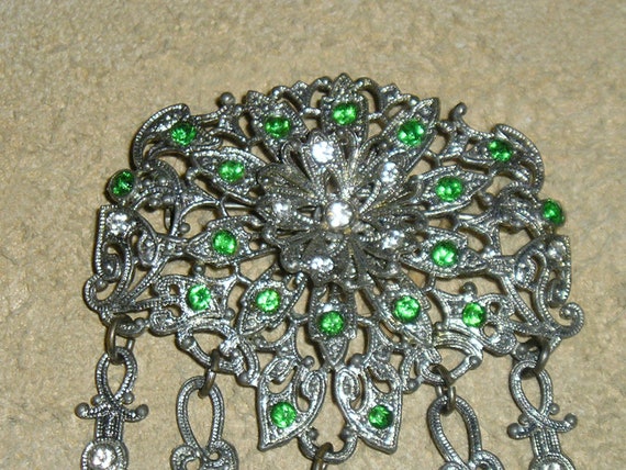 Vintage Roaring 1920's Art Nouveau Rhinestone Dan… - image 2