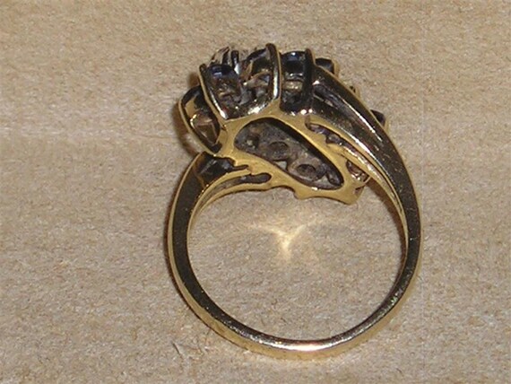Signed Vintage 14k Gold Ring With Blue Sapphires … - image 6